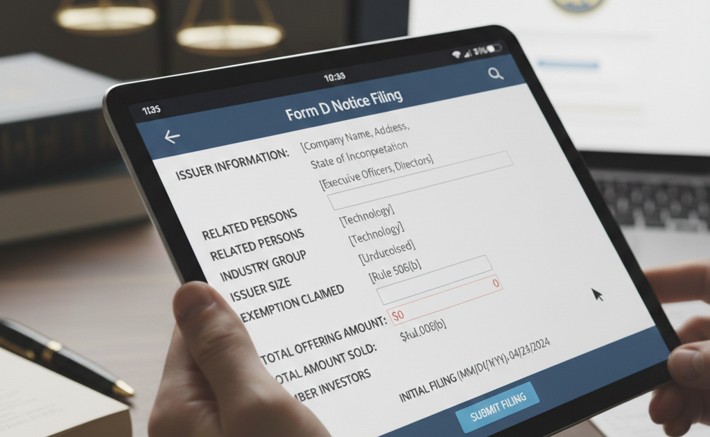 Requirements of a Form D Notice Filing