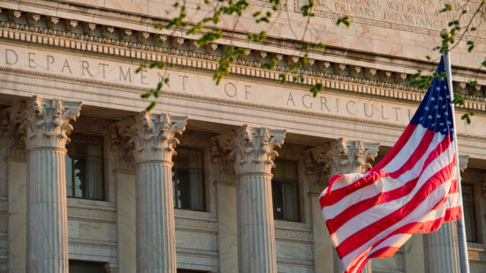 Department of Agriculture office building, American flag
